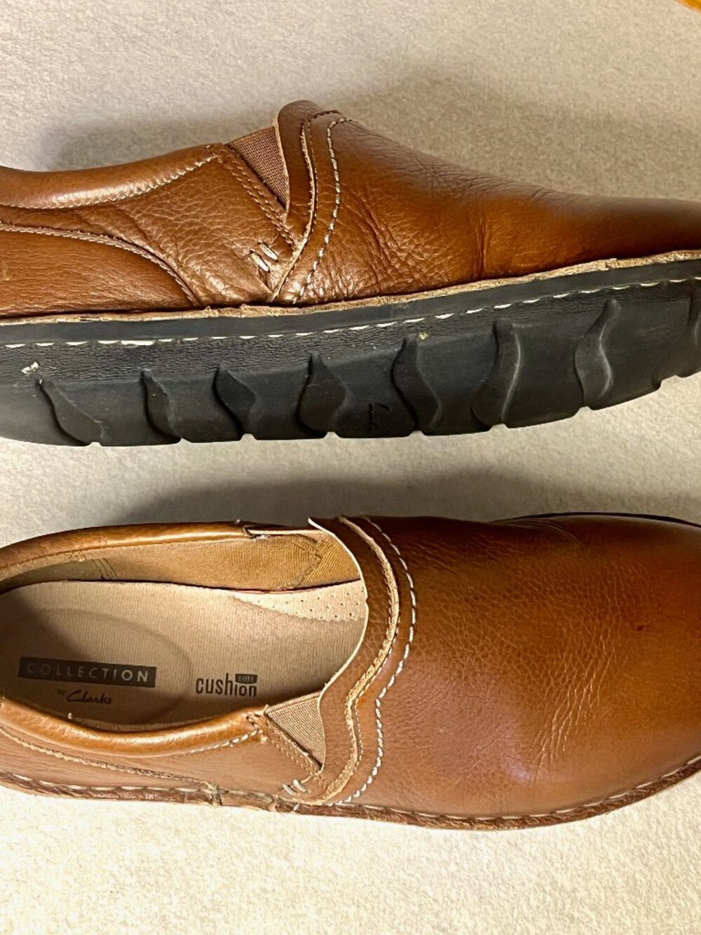 Clarks Cora Brown Leather Loafers * Size 8-1/2W * Flats * Excel Used Cond. - Picture 4 of 8